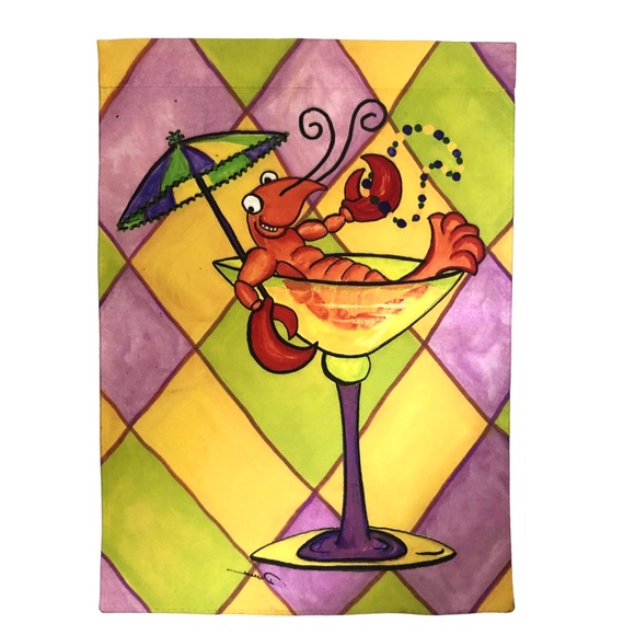 NWOT Caroline's Treasures Crawfish Mardi Gras Garden Flag - Picture 2 of 3